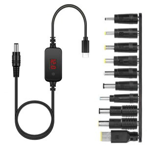 USB C-DC PDA_v^P[u ϊvOt 5.5x2.5mm 1.2m \d 5V-9V-12V-15V-20V Type-C to DCdP[u 5.5×3.0mm