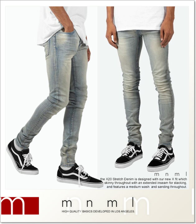 楽天市場】(ミニマル) mnml X20 STRETCH DENIM BLUE (LS:PANTS)(COLOR 