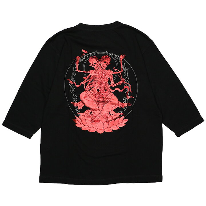 クロップドヘッズ CROPPED HEADS ドクロ菩薩柄六分袖T LS TEE 911-87BK RE ロンT 長袖 Tシャツ カットソー 国内正規品