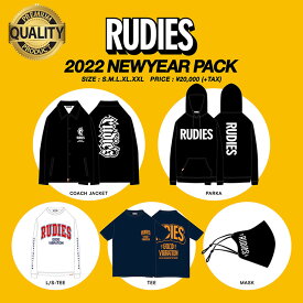 (ルーディーズ) RUDIE'S 2022 NEWYEAR PACK (HAPPY PACK)(2022NP-AS) 2022年 福袋 コーチジャケット パーカー ロンT Tシャツ マスク 国内正規品