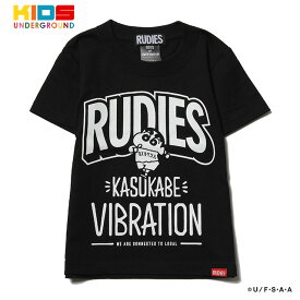 (ルーディーズ) RUDIE'S×CRAYON SHINCHAN KASUKABE VIBRATION KIDS TEE (SS:TEE)(86055-BK) キッズ 子供用 Tシャツ 半袖 カットソー クレヨンしんちゃん 春日部バイブレーション 臼井儀人 双葉社 シンエイ テレビ朝日 ADK 国内正規品