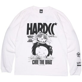 (ハードコアチョコレート) HARDCORE CHOCOLATE じゃりン子チエ マラソン大会 ロングスリーブTシャツ (ガンバレホワイト)(LS:TEE)(T-2322LS-KK-WH) ロンT 長袖 Tシャツ アニメ 漫画 マンガ はるき悦巳 国内正規品