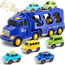 車 おもちゃ 建設車両セット トラック ミニカー 2 3 4 5 6 歳 男の子 女の子 キャリアカー トレーナー 光と音 室内遊び 男の子ランキング 誕生日 プレゼント 贈り物 クリスマス 橙色 赤い パープル 黄色 ブルー
