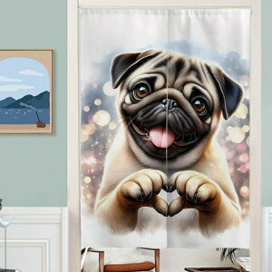 パグ ロングカーテン暖簾 目隠し かわいい間仕切りインテリア 洋風
