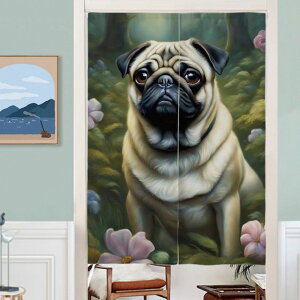 パグ ロングカーテン暖簾 目隠し かわいい間仕切りインテリア 洋風