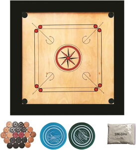 PosterPapaa Professional Carrom Board Big Size | 8 MM Teflon coated surface | 3 Inch Border | Free Coin, Striker and Powder
