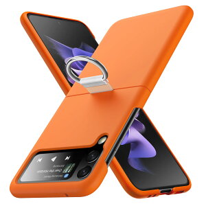 Galaxy Z Flip4 5G �P�[�X �����O �ϏՌ� PC ���^ Z Flip4 5G �P�[�X ������� �J�����ی� �y��Z Flip4 �p �J�o�[ �炳�甧�G�� �t�B�b ���E�ȒP �w��h�~ �y�� ���^ �C�菝�h�~ �I�����WC90-zflip4-02