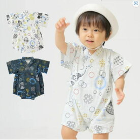 甚平 ロンパース ベビー 子ども キッズ 浴衣 ゆかた 男の子 じんべい 70 80 ホワイト オフホワイト ネイビー 白 紺 綿100％ 和風 花火大会 夕涼み 夏 夏祭り 女児 幼稚園 保育園 子供浴衣 子供服 ベビー甚平