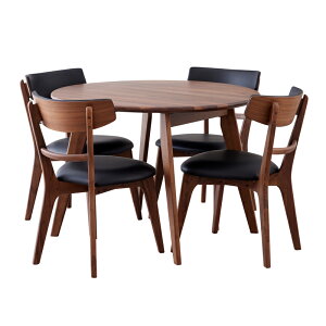 【ポイント10倍!11/1ワンダフルデー】 ダイニングテーブル 丸 ダイニングセット 100cm 5点 4人掛け ウォールナット オーク 無垢 木製 ダイニングチェア 4脚 おしゃれ 北欧 カインドC ヘリオス
