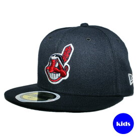 【子供用】 ニューエラ ベースボールキャップ 帽子 NEW ERA 59fifty キッズ MLB クリーブランド インディアンス 6 3/8-6 3/4 [ nv ]