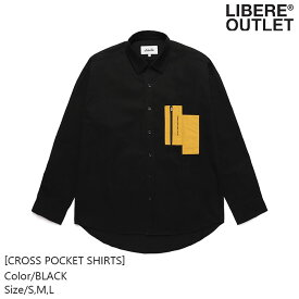 LIBERE リベーレ クロス ポケット シャツ カラーシャツ 長袖 黒 ブラック 綿100％ アシンメトリー [CROSS POCKET SHIRTS/BLACK] 公式アウトレット