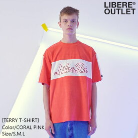 半額★LIBERE リベーレ テリー Tシャツ 半袖 LIVING CORAL リビングコーラル 珊瑚色 コーラルピンク 綿100％ タオル地 刺繍 アップリケ [TERRY T-SHIRT/CORAL PINK] 公式アウトレット