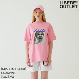 LIBERE リベーレ グラフィック Tシャツ 半袖 淡い 桃色 ピンク 綿100％ プリント [GRAPHIC T-SHIRT/PINK] 公式アウトレット