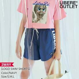 半額★LIBERE リベーレ 水着 サーフパンツ 海パン 海水パンツ 水陸両用 2WAY 半ズボン ショートパンツ ショーパン ハーフパンツ ハーパン 紺色 ネイビー [LOGO SWM SHORTS/NAVY] 公式アウトレット