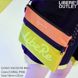 半額★LIBERE リベーレ ロゴ サコッシュ バッグ LIVING CORAL リビングコーラル 珊瑚色 コーラルピンク ミニ ショルダー ボディ サイド 肩掛け 斜め掛け 鞄 軽い 散歩 [LOGO SACOCHE BAG/CORAL PINK] 公式アウトレット セール