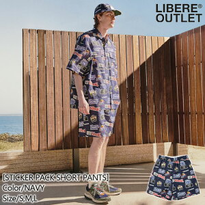 LIBERE ���x�[�� �X�e�b�J�[ �p�b�N �V���[�g �p���c �V���[�g�p���c �V���[�p�� �n�[�t�p���c �n�[�p�� ���Y�{�� �Z�p�� �J���t�� �|�b�v �� �l�C�r�[[STICKER PACK SHORT PANTS/NAVY]�����A�E�g���b�g