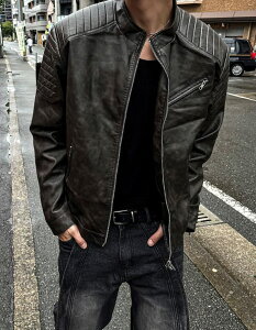 [COSYHARU]Biker Rider Leather Jacket