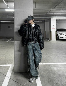 [COSYHARU] Dominic Vegan Leather Cropped Bomber Jacket