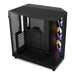NZXT H6 Flow RGB Black 2�ʃX���[�N �����K���X�p�l���̗p 120mm RGB�t�@�� 3��t�� �u���b�N CC-H61FB-R1 CS8791