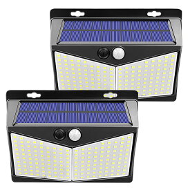 2個セット 208LED ソーラーライト ウォールライト 人感 センサーライト PIRモーションセンサー 夜間自動点灯 IP65防水 太陽光充電 屋外 壁 ◇FAM-AXW-W02208-2SET