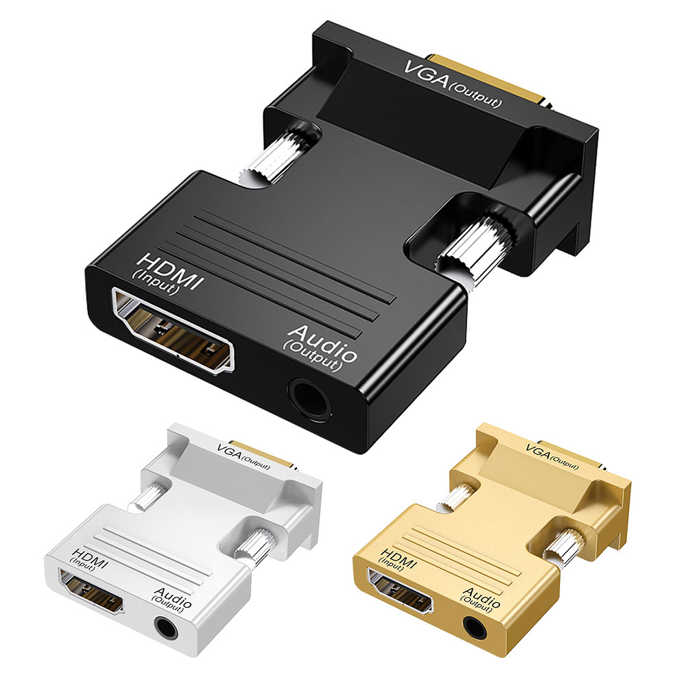 HDMI to VGA オーディオ 変換アダプター 音声出力対応 3.5mmケーブル付き 電源不要 D-Sub15ピン 接続 機器 を有効利用 ◇ALW-HW2213