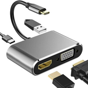 4in1 USB Type-C to HDMI VGA ϊA_v^ 4K HDMIo 1080P VGAo USB3.0 ő87W PD|[g Switch hbN USB-C FAM-PB-4386y[ցz
