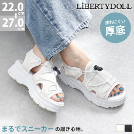 スポーツサンダル レディース 厚底 サンダル 黒 かわいい プラットフォーム スポサン 調節 履きやすい 軽量 疲れない 歩きやすい 甲高 大きいサイズ おしゃれ 白 ブラック ホワイト 4.5cmヒール 夏 浴衣 No.4166 22.5-27cm リバティードール