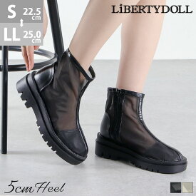 53%OFF【ラスイチSALE】 シアーブーツ 厚底 レディース ショート 黒 透け感 サマーブーツ ブーツサンダル 夏 かわいい 5cmヒール 痛くない 歩きやすい メッシュ チュール ラウンドトゥ ブラック アイボリー No.9108 22.5-25cm リバティードール