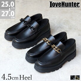 11%OFF 【ラスイチSALE】 ローファー メンズ タンクソール スクエアトゥ 厚底 身長アップ 4.5cmヒール No.1731 25-27cm 黒 ブラック ラブハンター 秋