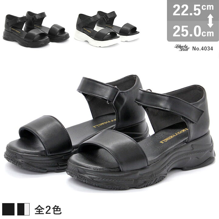 楽天市場 サンダル レディース 厚底 4 5cmヒール 痛くない 履きやすい ベルクロ かかとあり レザー 合成皮革 通勤 会社 オフィスサンダル 社内履き カジュアル 22 5 25 0cm リバティードール No 4034 セット割引対象1足税込2475円 Libertydoll