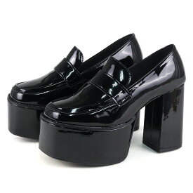 ローファー レディース 10.5cmヒール パンプス レザー 合成皮革 スクエアトゥ 黒 ブラック アイボリー 22-25cm No.1634 ラブハンター 【一部SALE】