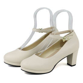 お買い物マラソン【最大15％OFFクーポン&P2倍】 パンプス ストラップ ハイヒール 7cmヒール 黒 痛くない 太ヒール チャンキーヒール 歩きやすい かわいい ラウンドトゥ 合成皮革 スエード エナメル 黒 グレー 22.5-24.5cm No.5487 リバティードール
