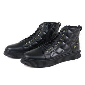 48%OFF 【ラスイチSALE】 スニーカー メンズ ハイカット レースアップ 紐靴 サイドジップ 合成皮革 星 スター 3cmヒール No.1889 25-28.0cm 黒 ブラック 白 ホワイト ラブハンター