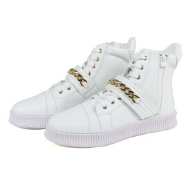 48%OFF 【ラスイチSALE】 スニーカー メンズ ハイカット レースアップ 紐靴 サイドジップ 3E 履きやすい 歩きやすい 合成皮革 PUレザー カジュアル デザイン チェーン 3.5cmヒール No.1890 25-27cm 黒 ブラック 白 ホワイト ラブハンター
