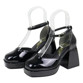 パンプス アンクルストラップ 痛くない セパレート スクエアトゥ 厚底 ボリュームソール 安定感 フォーマル スタイルアップ 9.5cmヒール No.1580 22.5-24.5cm 黒 ブラック 白 ホワイト シルバー ラブハンター