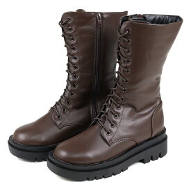 ブーツ レディース レースアップ 厚底 5cmヒール ユニセックス メンズ サイドジップ 履きやすい レザー 合成皮革 ミドル丈 12ホール 防滑 歩きやすい No.9088 22-27cm 黒 ブラック 白 ホワイト リバティードール 【一部SALE】