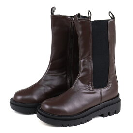 ブーツ レディース 厚底 5cmヒール ミドルブーツ メンズ ユニセックス 大きめサイズ 歩きやすい サイドゴア サイドジップ 履きやすい No.9089 22-27cm 黒 ブラック 白 ホワイト リバティードール 【一部SALE】