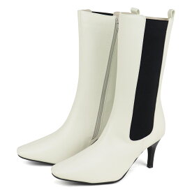 40%OFF【ラスイチSALE】 ブーツ レディース サイドゴア ミドル丈 サイドジップ 履きやすい ピンヒール 8cmヒール 美脚 レザー 合成皮革 No.9103 22.5-24.5cm 黒 ブラック リバティードール