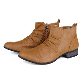 15%OFFクーポン有 【ポイント5倍】 最大46%OFF 【ラスイチSALE】 エンジニアブーツ メンズ ショート 黒 ドレープ 履きやすい サイドジップ レザー 合成皮革 カジュアル 歩きやすい 25-27cm No.5156 デデス