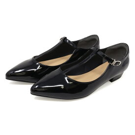 パンプス ローヒール ストラップ ポインテッドトゥ 脱げない Tストラップ 合成皮革 エナメル グリッター ラメ ブラック シルバー ゴールド 22-25cm No.1198 リバティードール 【一部SALE】