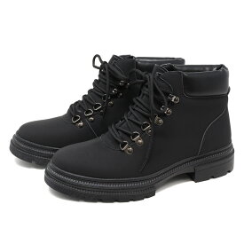 15%OFFクーポン有 【ポイント5倍】 32%OFF 【ラスイチSALE】 ブーツ メンズ 黒 マウンテンブーツ ハイカット レースアップ 合成皮革 レザー ヌバック ブラック 紳士靴 25cm-27cm No.6376 デデス