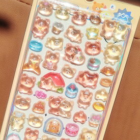 ＼限定価格100均／ 立体シール 3Dシール ボンボンシール ドロップシール クリスタルシール ぼんほん ぷくぷくシール ぷっくりシール ご褒美シール ピカピカ キラキラ かわいい 熊 マカロン