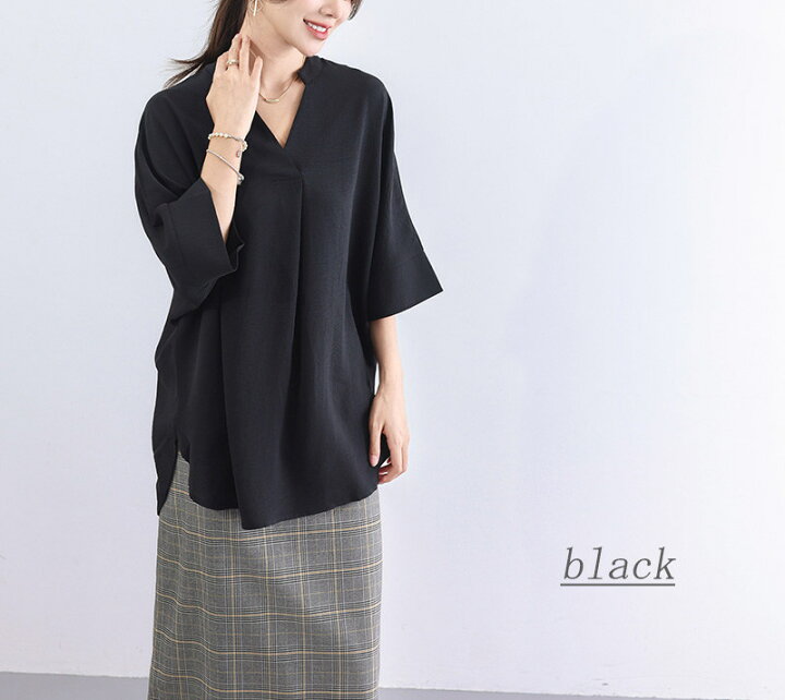 楽天市場】【一部翌日発送】Vネックシャツ チュニック シャツ ロング 
