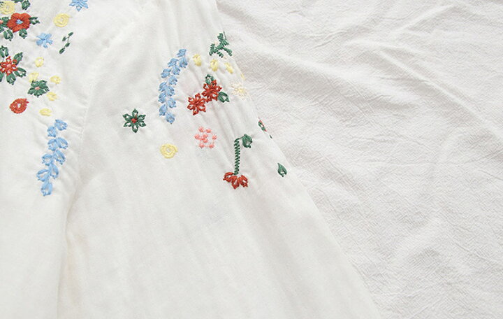 楽天市場】シャツ トップス レディース ブラウス ダブルガーゼ 刺繍 