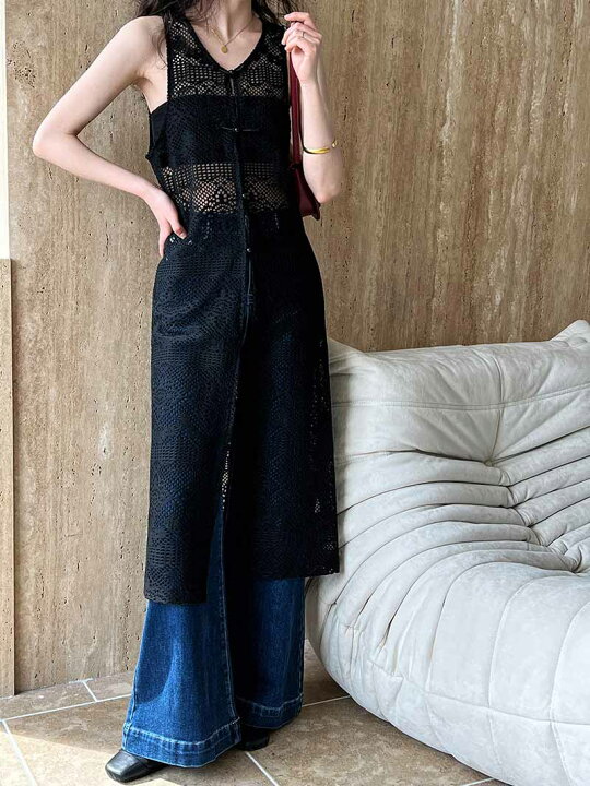 楽天市場】ロングワンピース ノースリーブ レディース レース  