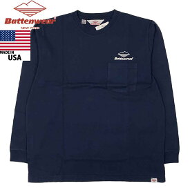 Battenwear バテンウェア 長袖 ロゴTシャツ TEAM L/S POCKET TEE made in USA NAVY ネイビー BS033