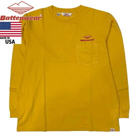 Battenwear バテンウェア 長袖 ロゴTシャツ TEAM L/S POCKET TEE made in USA MUSTARD マスタード BS033