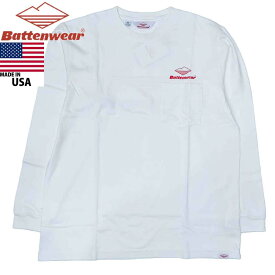 Battenwear バテンウェア 長袖 ロゴTシャツ TEAM L/S POCKET TEE made in USA WHITE ホワイト BS033