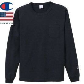 Champion チャンピオン ティーテンイレブン ロングスリーブポケットTシャツ MADE IN USA T1011 C5-P401 ネイビー