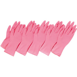 コモライフ　左右兼用　薄型　家庭用ゴム手袋　10枚入　ピンク